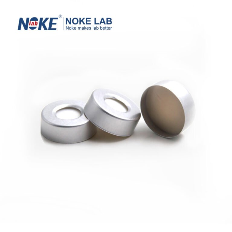 20mm Crimp-top Aluminum Cap, Beige PTFE/White Silicone Septa (3 mm Thick)