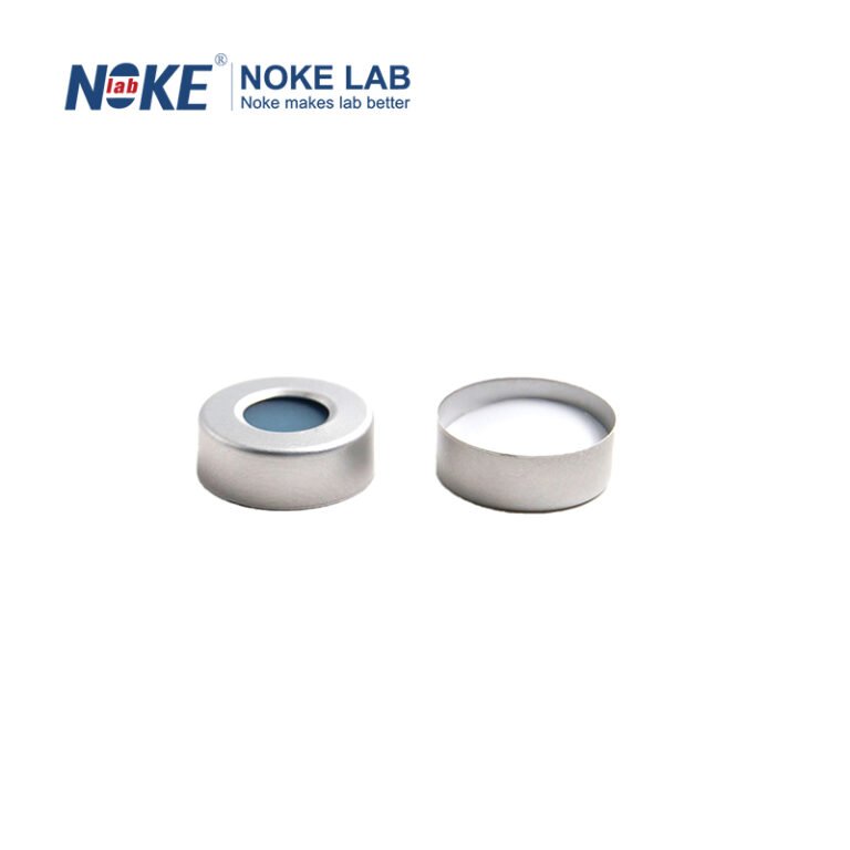 20mm Crimp-top Aluminum Cap, White PTFE/Light Blue Silicone Septa (3 mm Thick)