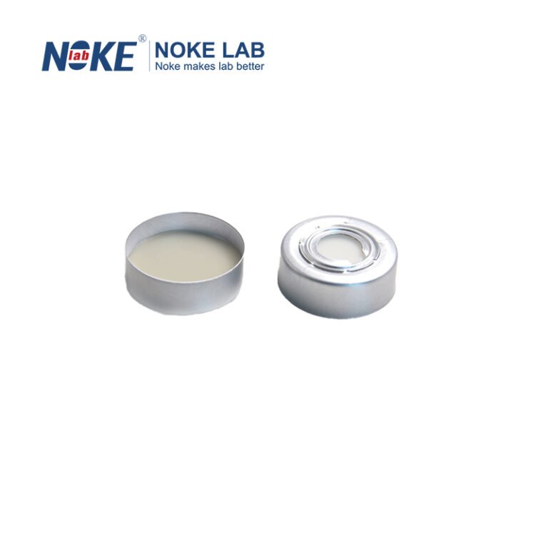 20mm Pressure Release Aluminum Crimp Cap with Beige PTFE/White Silicone Septa